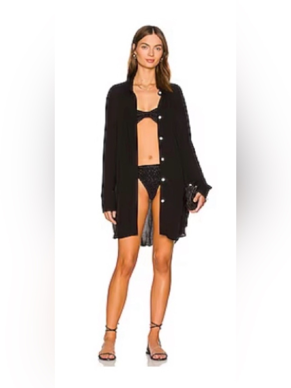 Eberjey Gauze Crinkle Button Down Tunic Swim Coverup